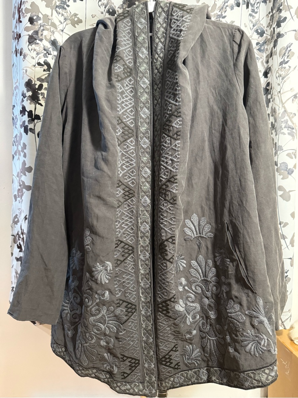 Johnny Was Biya Embroidered Hooded Coat